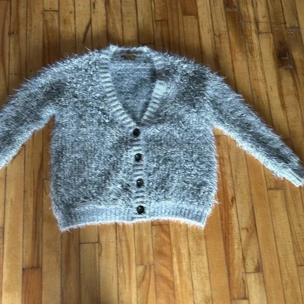 Gray Women's Fuzzy Cardigan